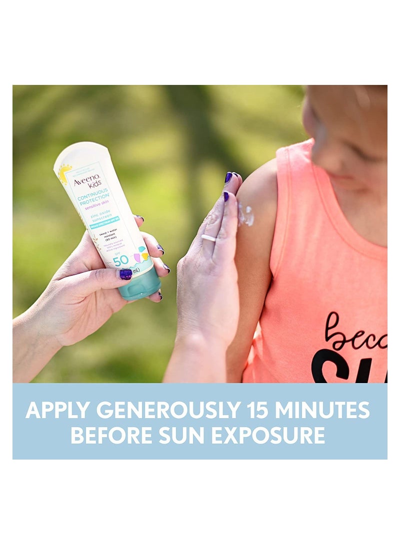 Aveeno Kids Continuous Protection Zinc Oxide Mineral Sunscreen Lotion for Children's Sensitive Skin 88ml