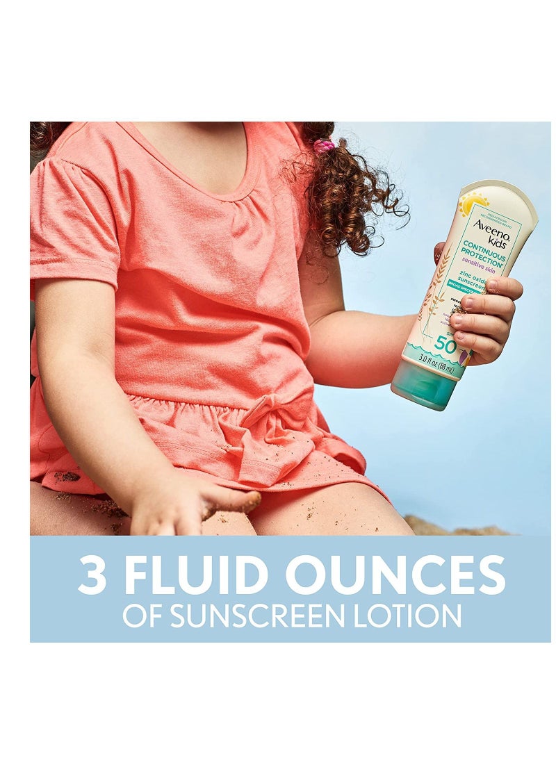 Aveeno Kids Continuous Protection Zinc Oxide Mineral Sunscreen Lotion for Children's Sensitive Skin 88ml