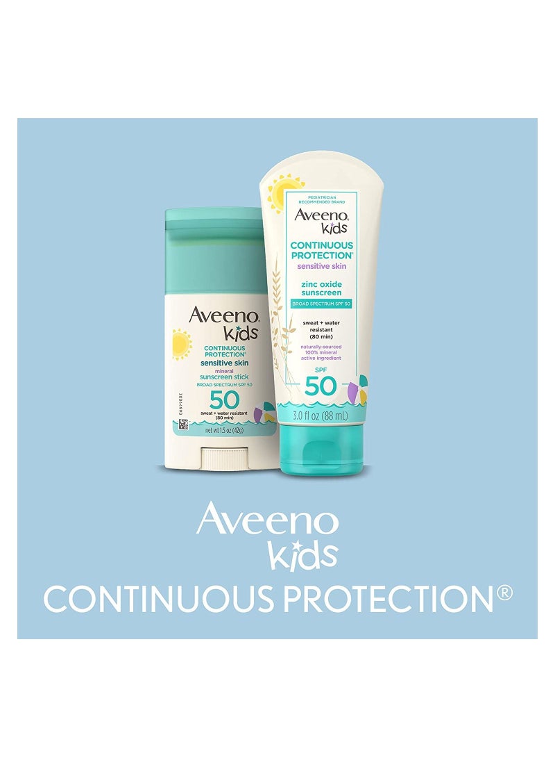 Aveeno Kids Continuous Protection Zinc Oxide Mineral Sunscreen Lotion for Children's Sensitive Skin 88ml