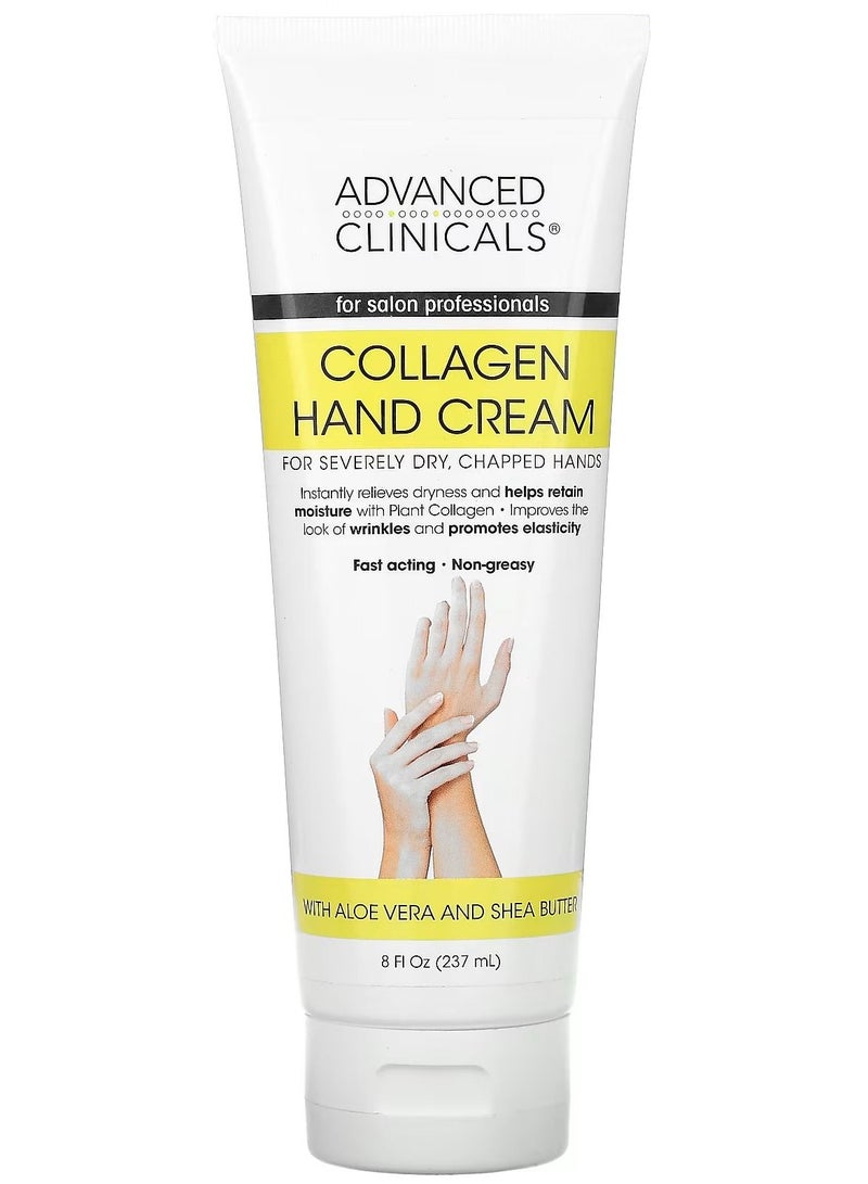 Advanced Clinicals Plant Collagen Hand Cream for Dry Chapped Hands 237 ml