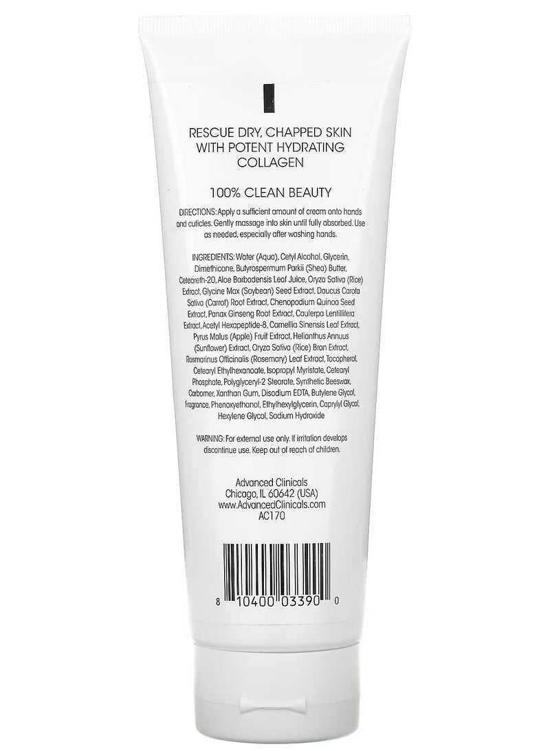 Advanced Clinicals Plant Collagen Hand Cream for Dry Chapped Hands 237 ml