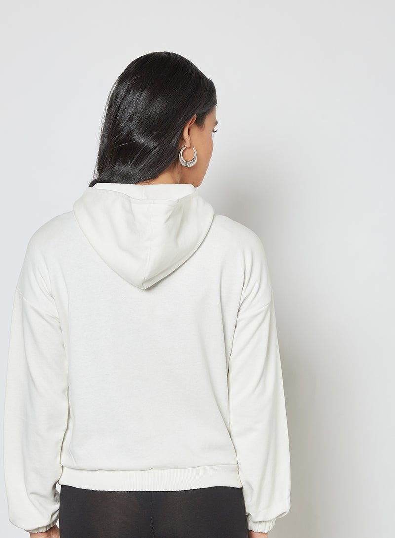 Half-Zip Hoodie Ecru