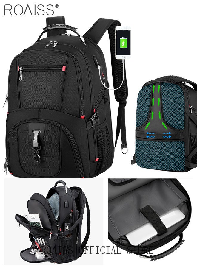 Multifunction Waterproof Backpack with USB Port Waterproof 1680D Nylon School Bag for Men Work Travel Flight Business Commuter 15.6