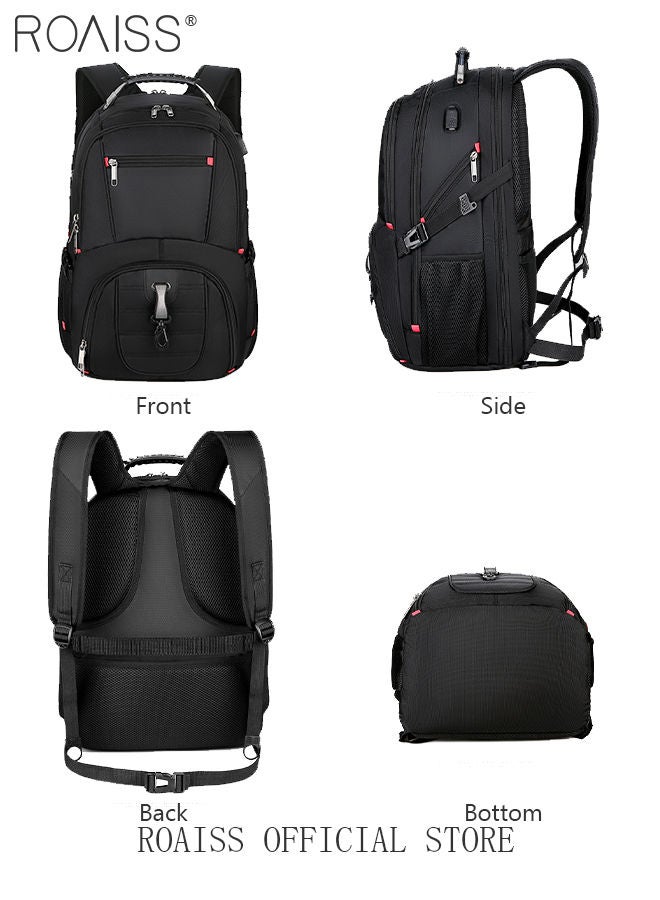 Multifunction Waterproof Backpack with USB Port Waterproof 1680D Nylon School Bag for Men Work Travel Flight Business Commuter 15.6