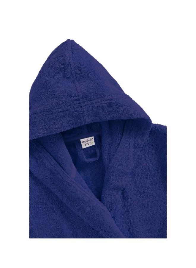 Daffodil (Navy Blue) Premium 8 yr Kids Hooded Bathrobe 100% Terry Cotton, Highly Absorbent and Quick dry, Hotel and Spa Quality Bathrobe for Boy and Girl-400 Gsm