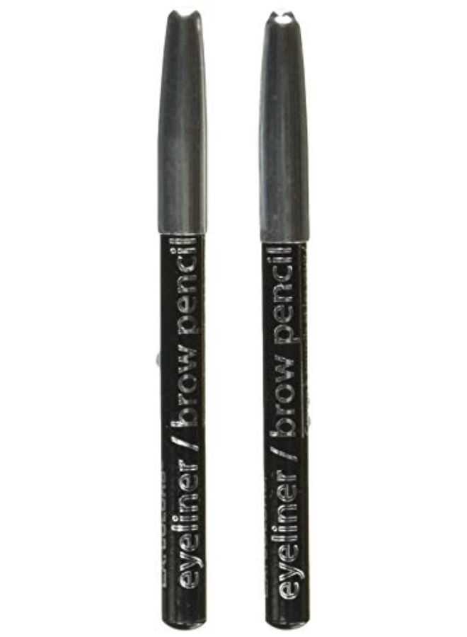 2-Piece Eyeliner/Brow Pencil With Sharpener, Black, 0.03 Ounce, Cbpn222