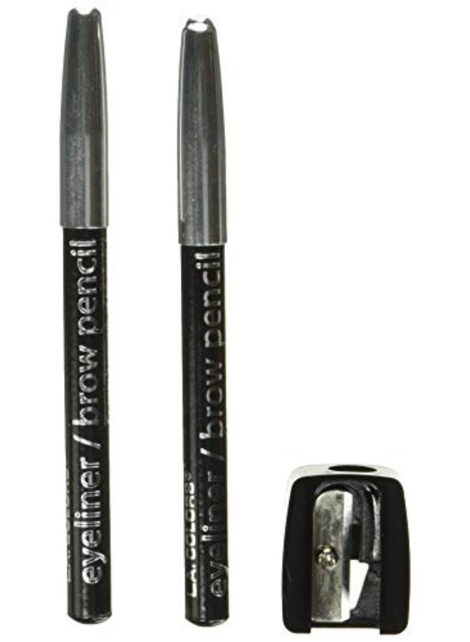 2-Piece Eyeliner/Brow Pencil With Sharpener, Black, 0.03 Ounce, Cbpn222