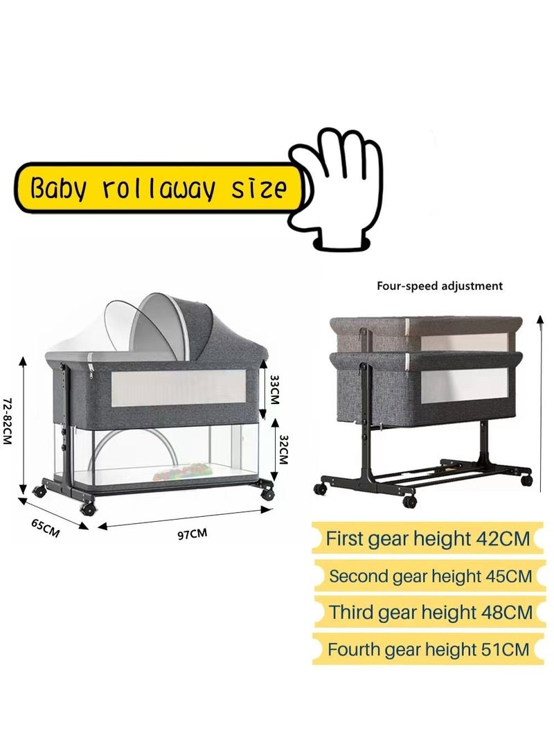 COOLBABY 5 in 1 cradle rocking chair co-sleeping portable bed, crib, cradle bed, game bed, foldable travel cot, with mosquito net and mattress