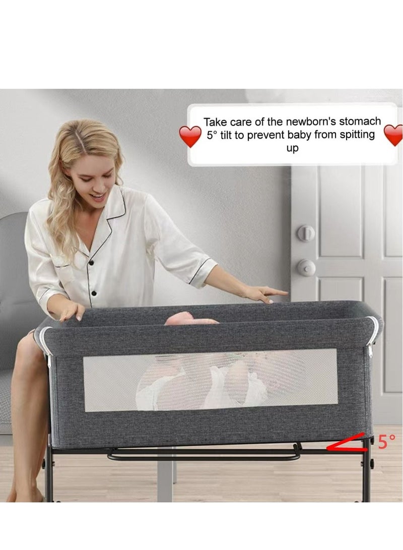 COOLBABY 5 in 1 cradle rocking chair co-sleeping portable bed, crib, cradle bed, game bed, foldable travel cot, with mosquito net and mattress