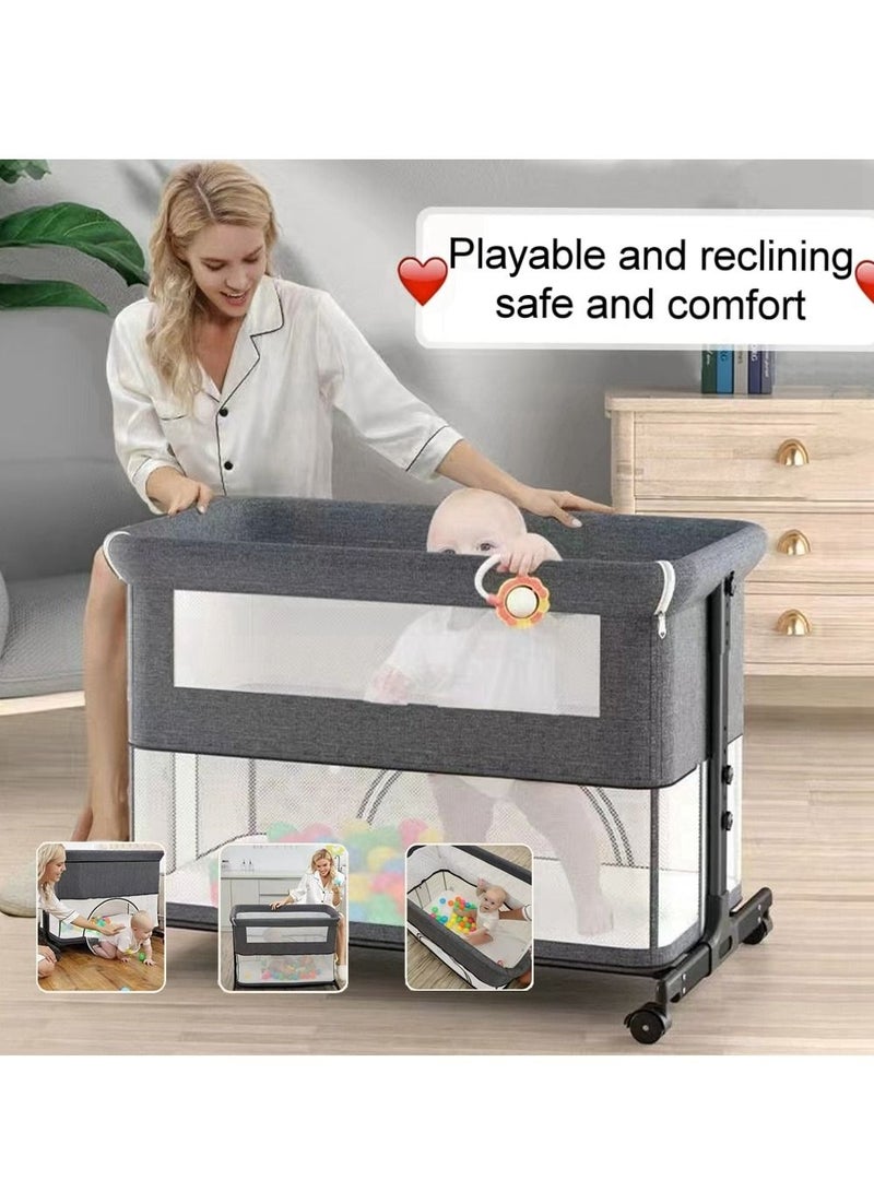 COOLBABY 5 in 1 cradle rocking chair co-sleeping portable bed, crib, cradle bed, game bed, foldable travel cot, with mosquito net and mattress