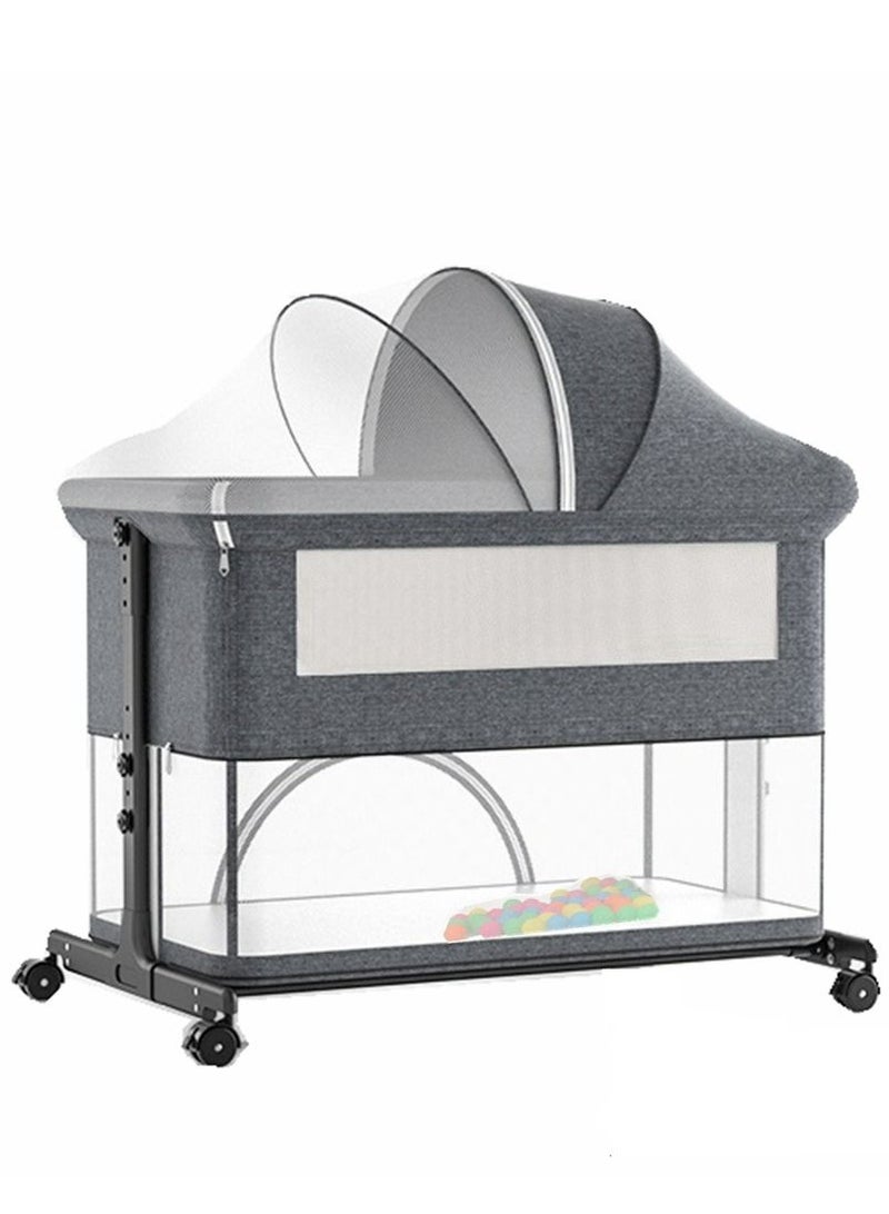 COOLBABY 5 in 1 cradle rocking chair co-sleeping portable bed, crib, cradle bed, game bed, foldable travel cot, with mosquito net and mattress