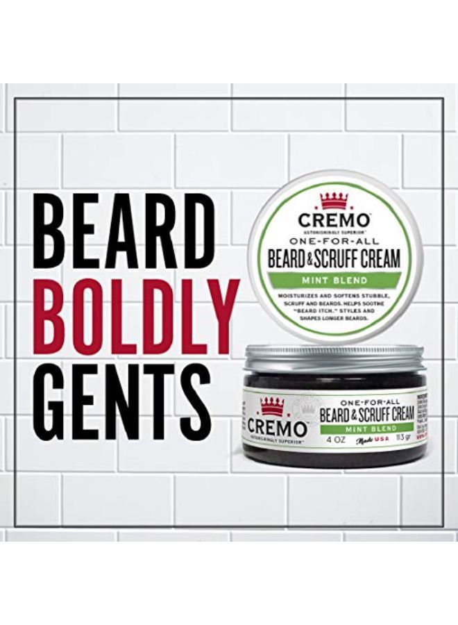 Mint Blend Beard & Scruff Cream, Moisturizes, Styles And Reduces Beard Itch For All Lengths Of Facial Hair, 4 Oz
