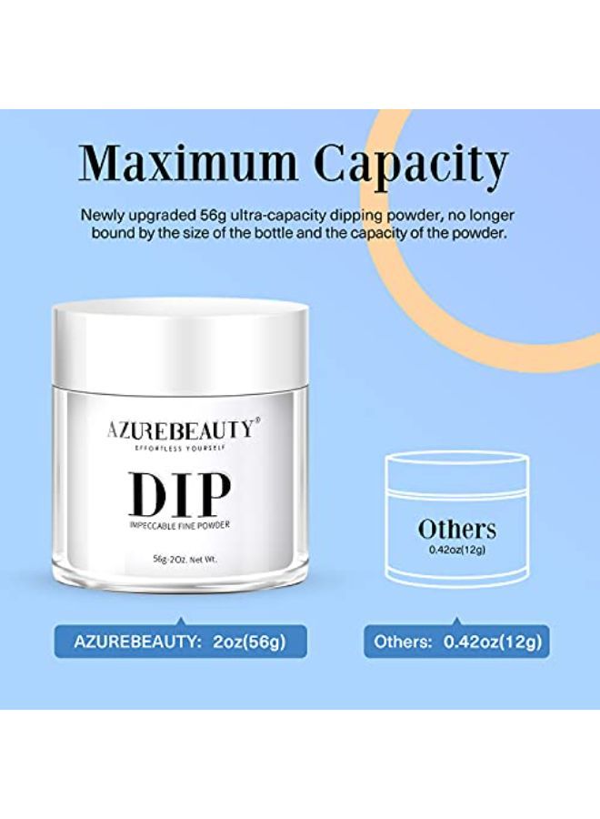Clear Color 2Oz/56G, Azurebeauty Basic Transparent Acrylic Dipping Powder Crystal French Nail Art Starter Manicure Salon Diy At Home, Odor-Free, Long-Lasting, No Nail Lamp Needed