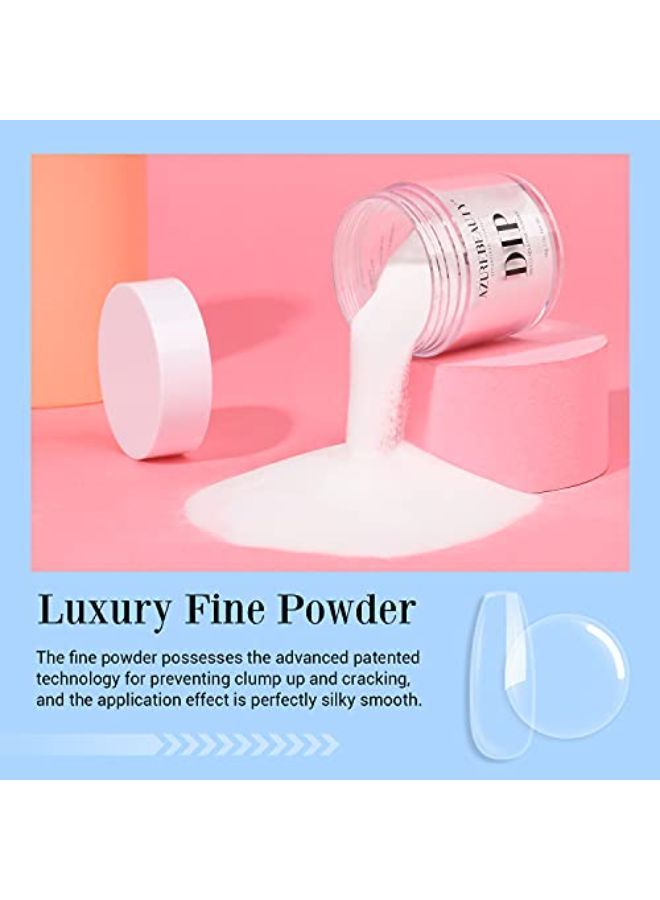Clear Color 2Oz/56G, Azurebeauty Basic Transparent Acrylic Dipping Powder Crystal French Nail Art Starter Manicure Salon Diy At Home, Odor-Free, Long-Lasting, No Nail Lamp Needed
