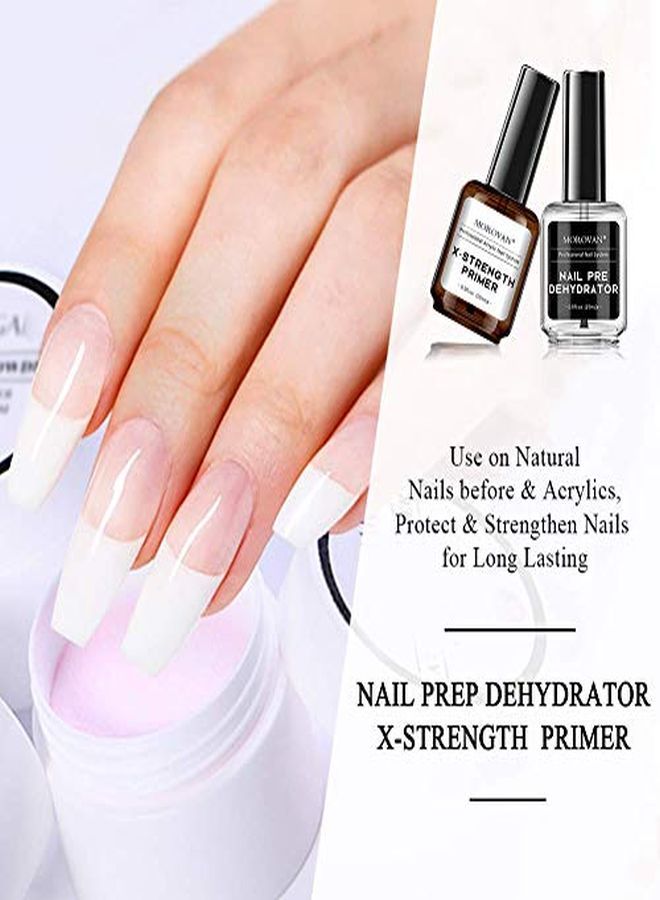 Nail Primer And Dehydrator For Acrylic Nails, Professional No Burn Fast Air Dry Nail Prep Dehydrator And X-Strength Primer Superior Protein Bonding, Acrylic Powder Application