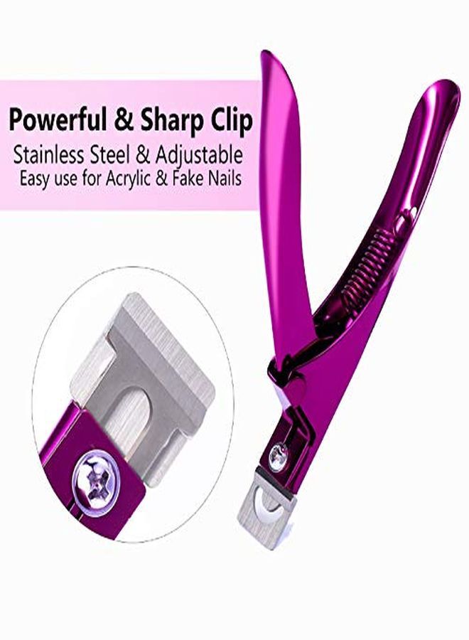 Acrylic Nail Clippers Adjustable Stainless Steel Nail Tip Cutter Professional Nail Trimmer For Acrylic Artificial Fake False Polygel Nails Manicure Tool Nail Salon Supply Purple