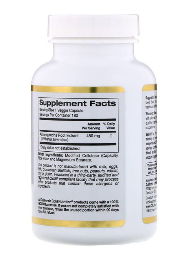 Ashwagandha Root Extract - 180 Veggie Capsules