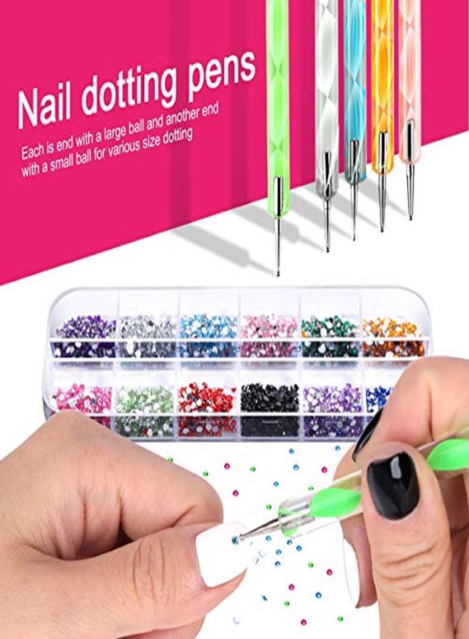 Nail Art Brush, 3D Nail Art Decorations Kit With Nail Pen Designer Dotting Tools Colors Holographic Butterfly Nail Glitter Foil Flakes Nail Tape Strips And Multi-Color Nails Rhinestones