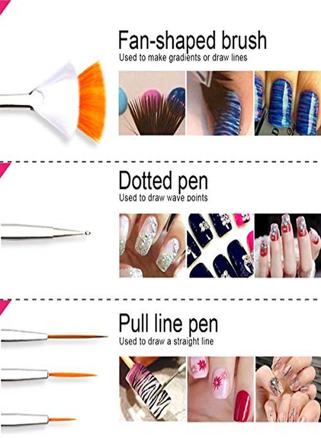 Nail Art Brush, 3D Nail Art Decorations Kit With Nail Pen Designer Dotting Tools Colors Holographic Butterfly Nail Glitter Foil Flakes Nail Tape Strips And Multi-Color Nails Rhinestones