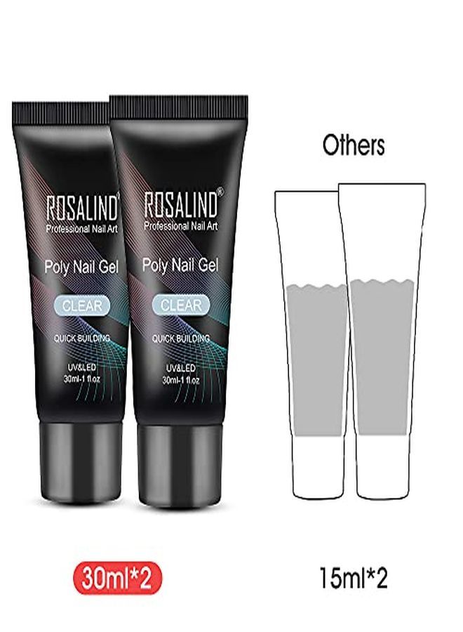 Rylic Poly Extension Gel Rosalind 2 Pcs 30Ml Poly Nail Gel Kit Nail Builder For Clear Nail Art Decoration Nail Thickening Poly Nail Gel Tube Easy To Diy Use Need Uv Lamp