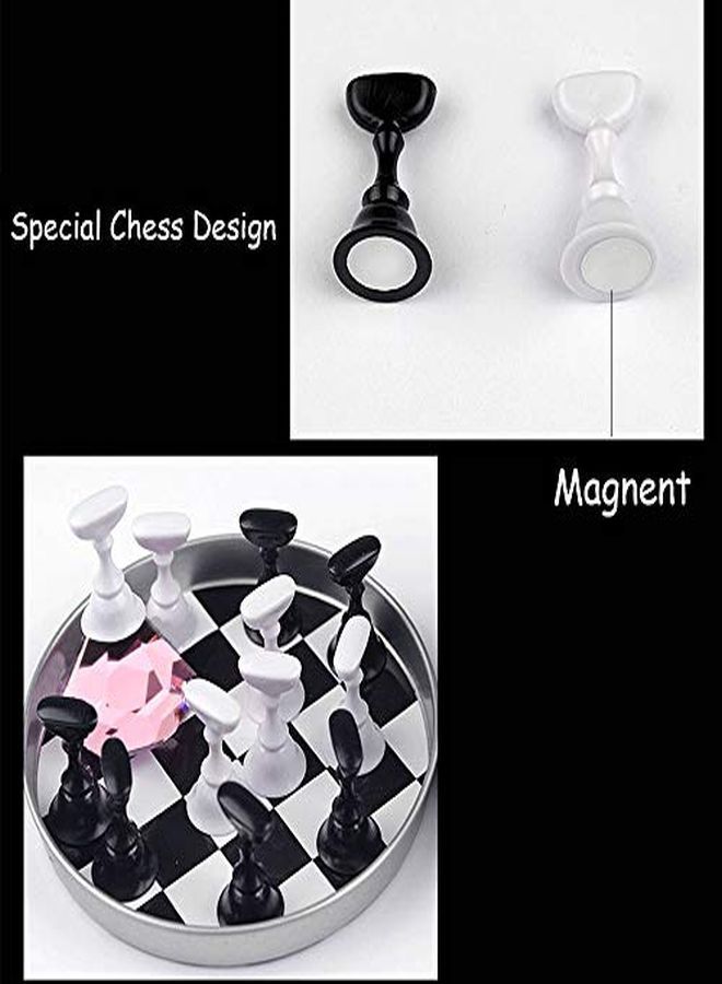 1 Set Nail Art Holder Practice Stand For Nail Art Display, Magnetic Nail Stand Tips Holders Crystal Holder Chessboard Fingernail Diy Training Practice Display Stand(Pink)