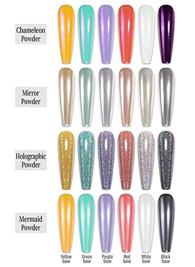 Chrome Powdermetallic Mirror Pearl Holographic Pigment Powder Manicure Nail Art Decoration Sets