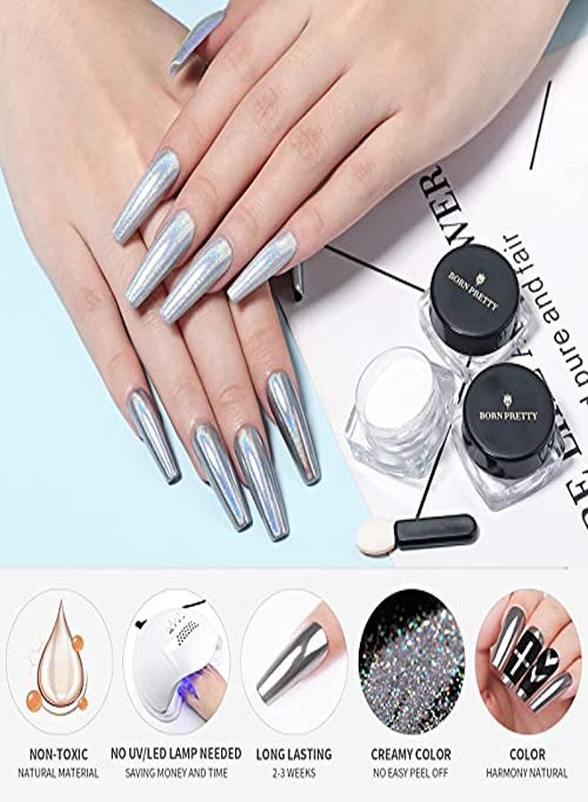 Chrome Powdermetallic Mirror Pearl Holographic Pigment Powder Manicure Nail Art Decoration Sets