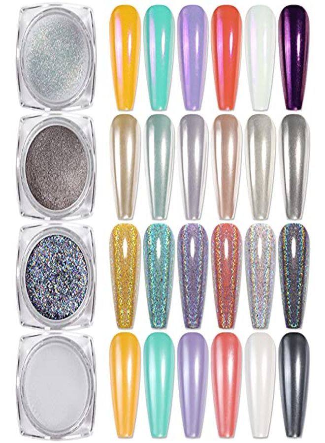 Chrome Powdermetallic Mirror Pearl Holographic Pigment Powder Manicure Nail Art Decoration Sets