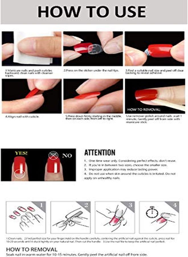 500Pcs Clear Short Square Full Cover Fake Nails Tips Artificial Acrylic False Nails For Women Nail Salons & Diy Nail Art Manicure Decoration
