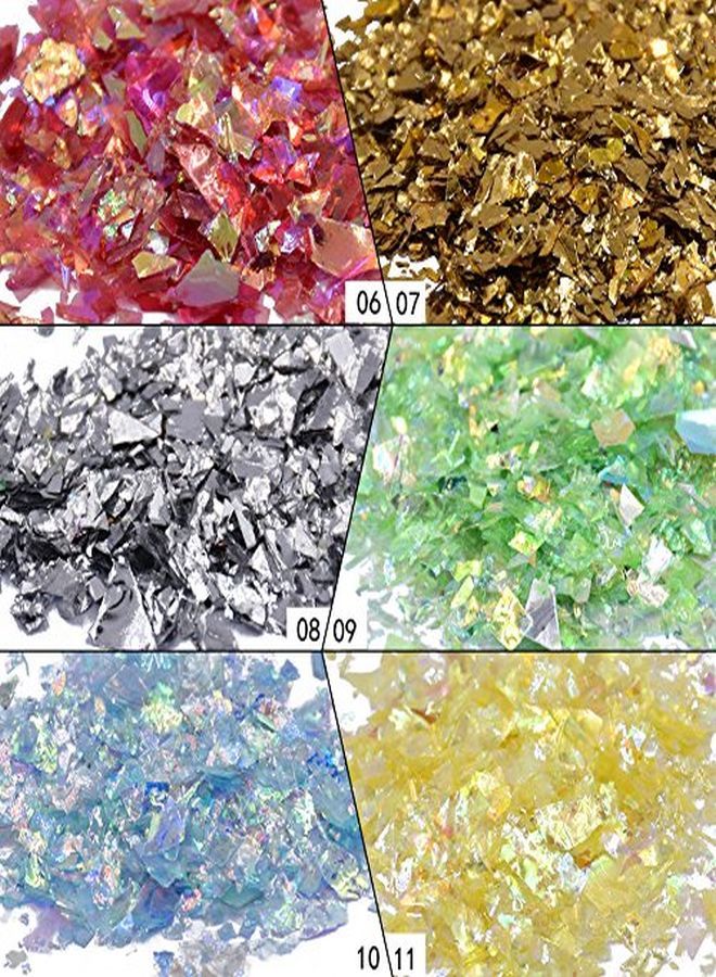 Nail Art Glitter Mylar Slices Irregular Sequins Glass Pieces Foil Flakes Decoration 12 Colors