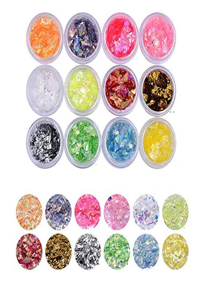 Nail Art Glitter Mylar Slices Irregular Sequins Glass Pieces Foil Flakes Decoration 12 Colors