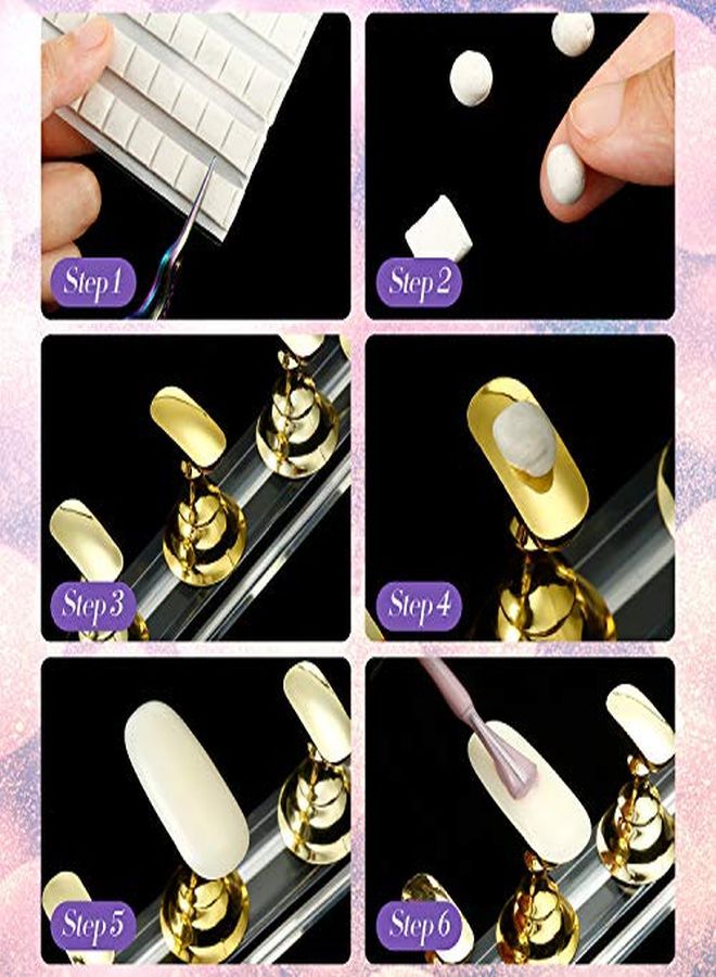 2 Set Acrylic Nail Art Practice Stands Magnetic Nail Tips Holders Training Fingernail Display Stands  Nail Crystal Holders And 96 Pieces White Reusable Adhesive Putty (Gold And Silver)