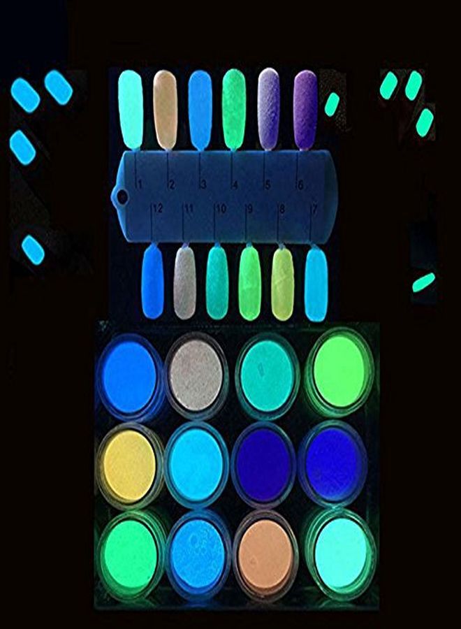 Night Fluorescence Pigment Ultrafine Glitter Glow Powder Nail Art Dust Luminous Decor Tip Beauty Tool 12 Colors