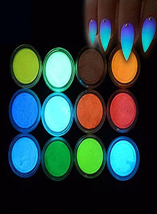 Night Fluorescence Pigment Ultrafine Glitter Glow Powder Nail Art Dust Luminous Decor Tip Beauty Tool 12 Colors