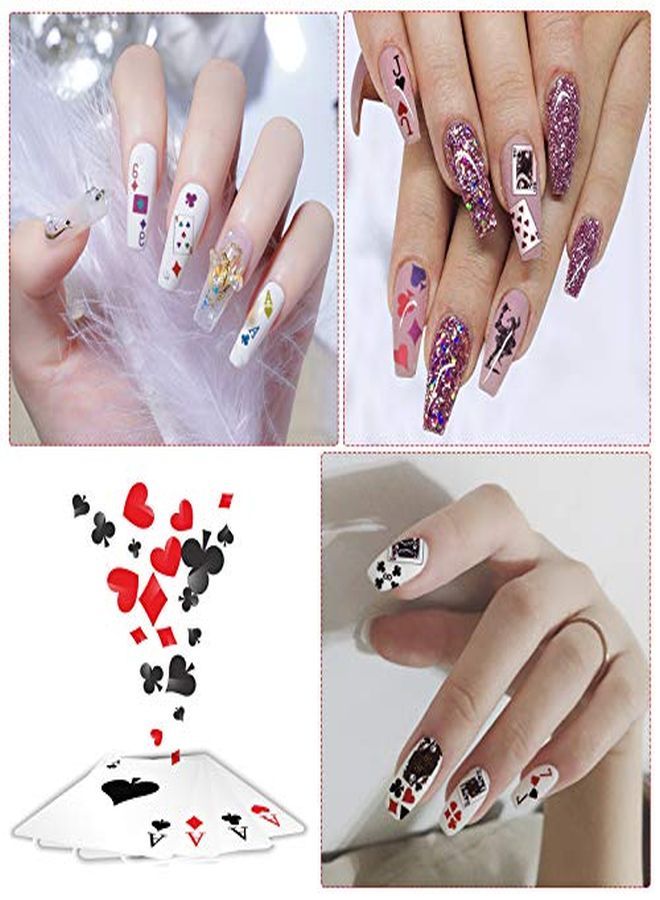 10 Sheets  Nail Art Stickers Decals Playing Card Style Nail Stickers Numbers Letter Graphics Nail Accessories For Women Girls Nail Art Diy Design Decoration