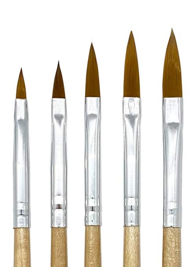 Acrylic Nail Brush Set 5 Pcs Size 246810 Professional Brushes Kit Oval Shape For Liquid And Powder Uses Salon Quality