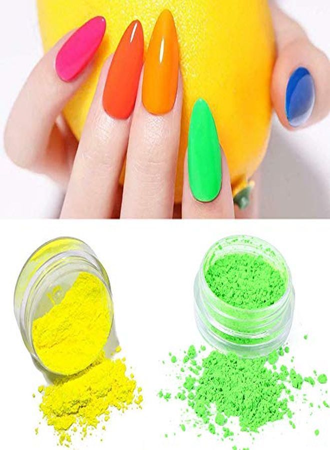 12 Colors Pigment Nail Powder Fluorescent Powder Color Nail Pigments Dust Nail Glitter Neon Pigment Eyeshadow Powder For Face Body Makeup Nail Art Decoration