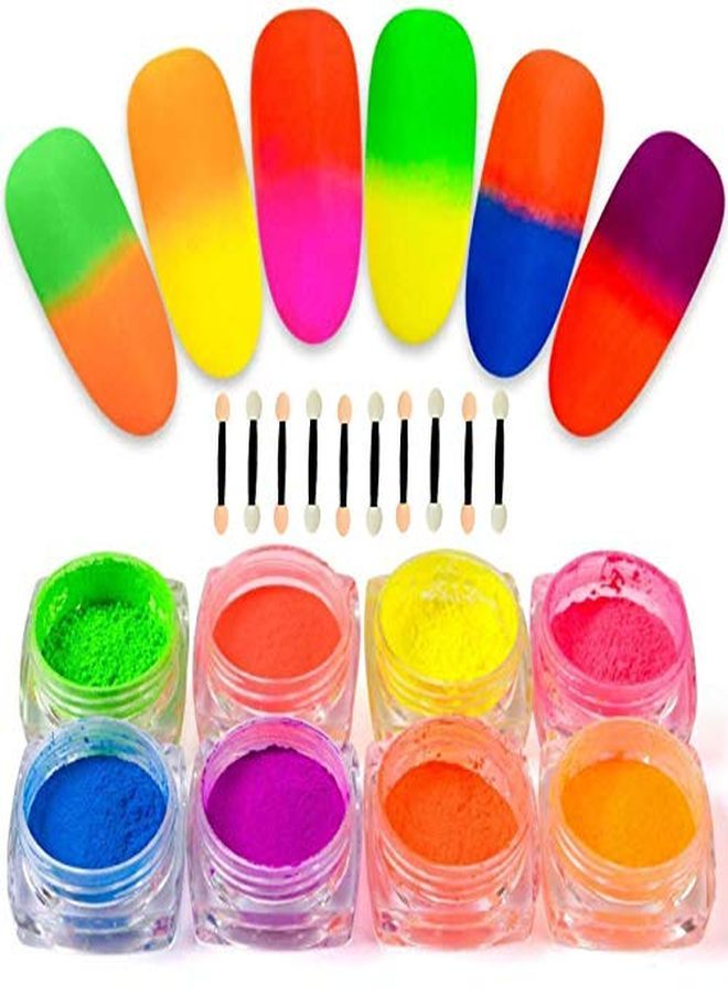 12 Colors Pigment Nail Powder Fluorescent Powder Color Nail Pigments Dust Nail Glitter Neon Pigment Eyeshadow Powder For Face Body Makeup Nail Art Decoration