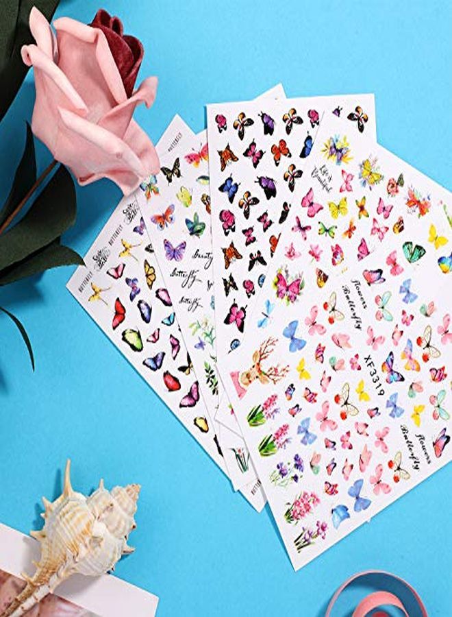 24 Sheets Butterfly Nail Art Stickers Colorful Butterfly Flower Nail Stickers Mixed Design SelfAdhesive Nail Decals Butterfly Manicure Sticker For Women Girl Nail Decorations 12 Styles