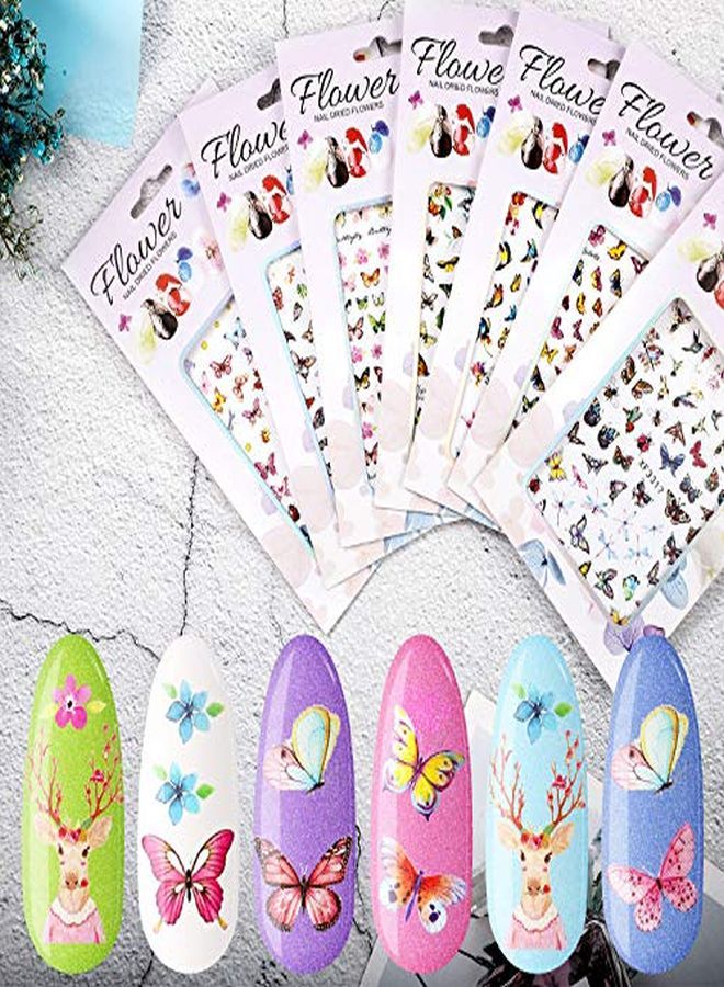 24 Sheets Butterfly Nail Art Stickers Colorful Butterfly Flower Nail Stickers Mixed Design SelfAdhesive Nail Decals Butterfly Manicure Sticker For Women Girl Nail Decorations 12 Styles