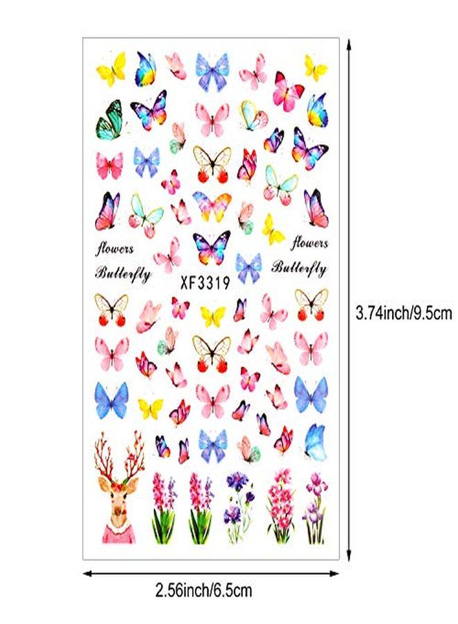 24 Sheets Butterfly Nail Art Stickers Colorful Butterfly Flower Nail Stickers Mixed Design SelfAdhesive Nail Decals Butterfly Manicure Sticker For Women Girl Nail Decorations 12 Styles