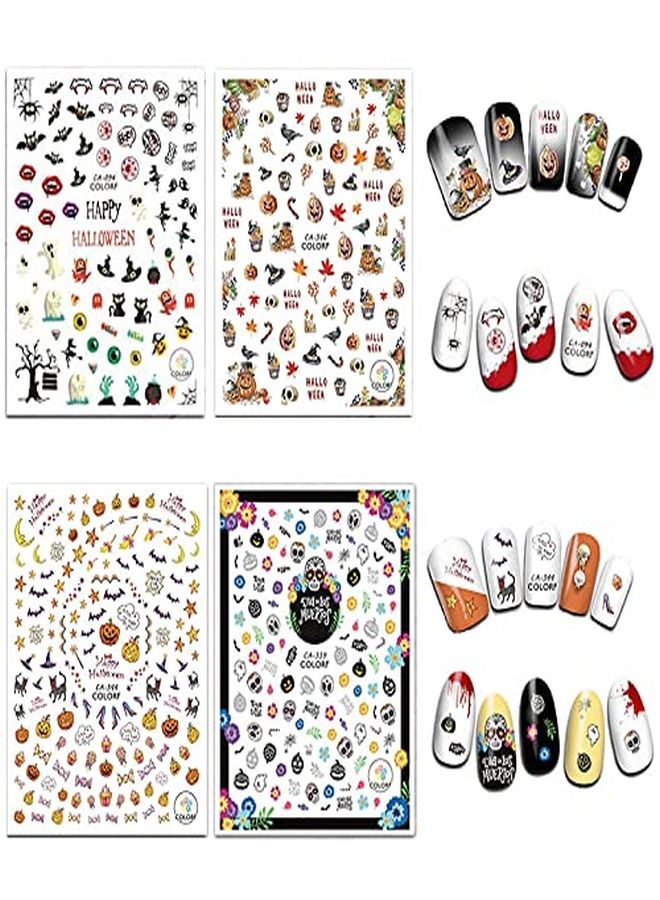 1500Pcs Halloween Nail Art Stickers Decals, Self-Adhesive Diy Nail Decals Sticker For Halloween Party, Pumpkin/Witch/Bat/Ghost/Skull Nail Decorations