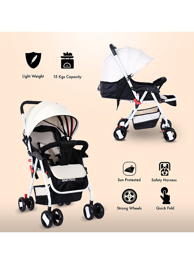 Adjustable Baby Stroller Cum Pram With Compact And Reversible Handlebar With Safety Belt, Wheels