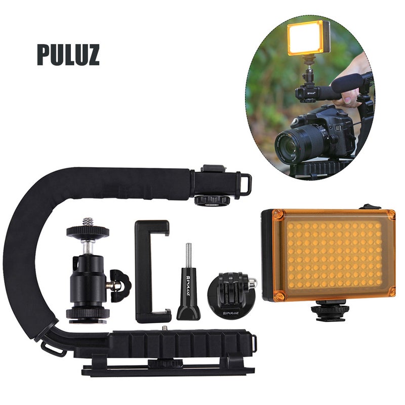 U-Shaped Camera Holder Portable Handheld DV Bracket Stabilizer Kit Black