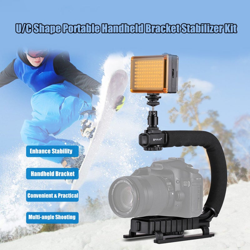 U-Shaped Camera Holder Portable Handheld DV Bracket Stabilizer Kit Black