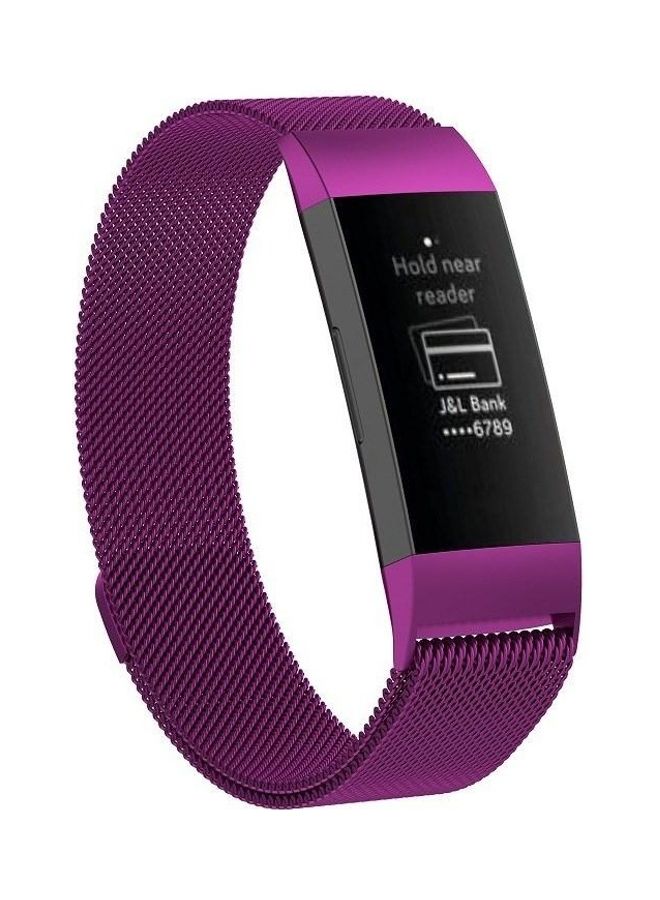 Stainless Steel Magnet Wrist Strap Watch Band Purple