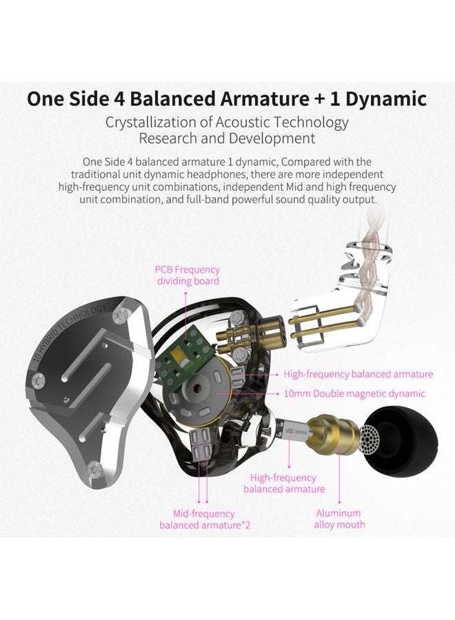 Hybrid Technology Earphone without Mic Black