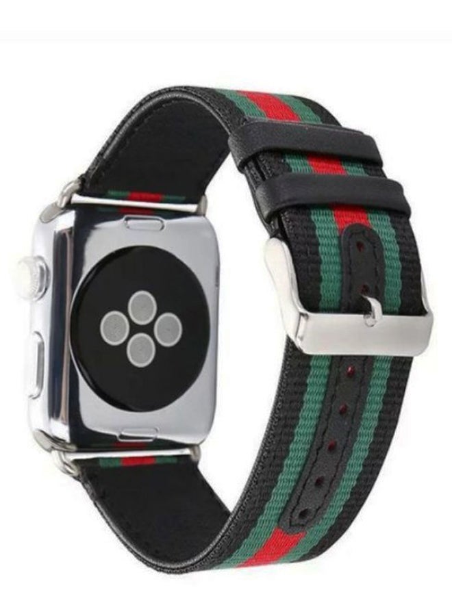 Nylon Leather Replacement Band For Apple Watch Series 1/2/3/4 44mm Red/Green/Black