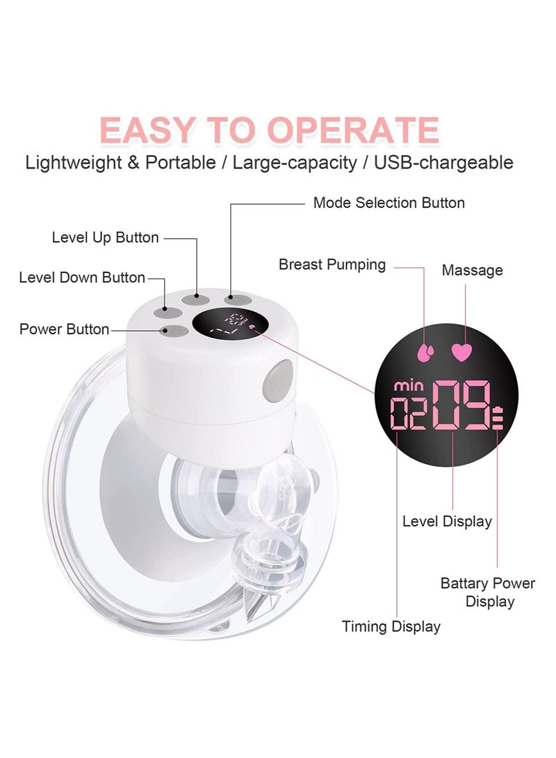 Hands-Free Electric Pump Set: 2pcs Ultra-Quiet, Pain-Free with 9 Levels & 2 Modes + 30 milk Storage Bags