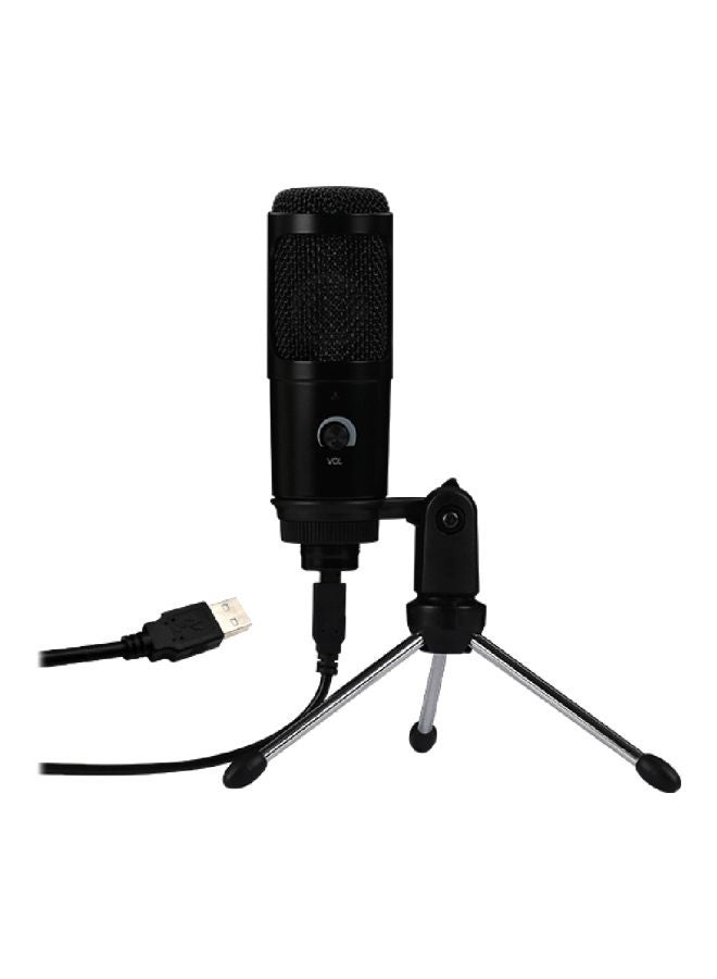 USB Condenser Microphone With Clip Stand And Tripod V7619 Black